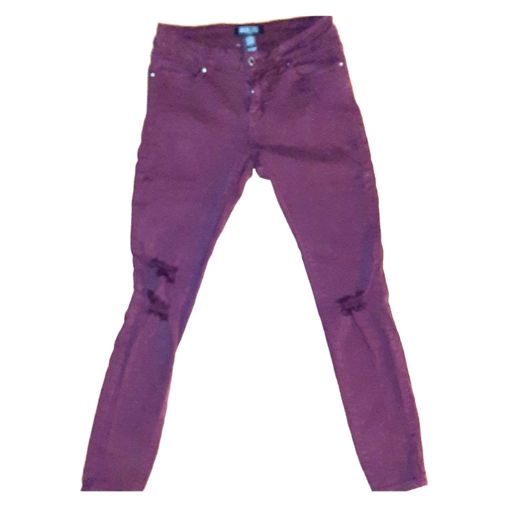 Angel Kiss distressed maroon jeggings